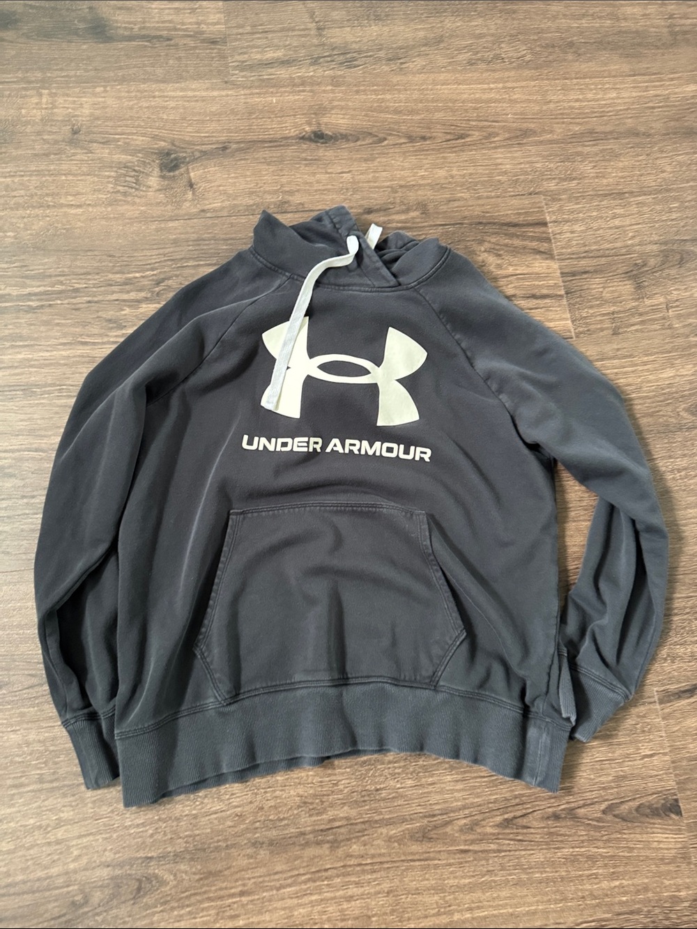 Under Armour Black Hoodie with White Logo and Drawstrings